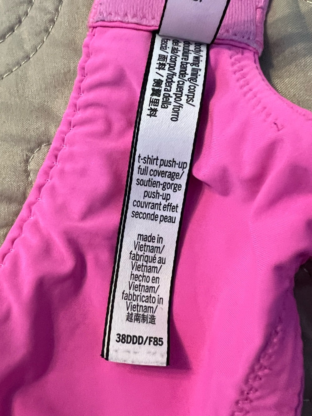 VS Victoria's Secret Hot Pink T-Shirt Push Up Full Coverage Padded Bra 38DDD - Picture 3 of 3
